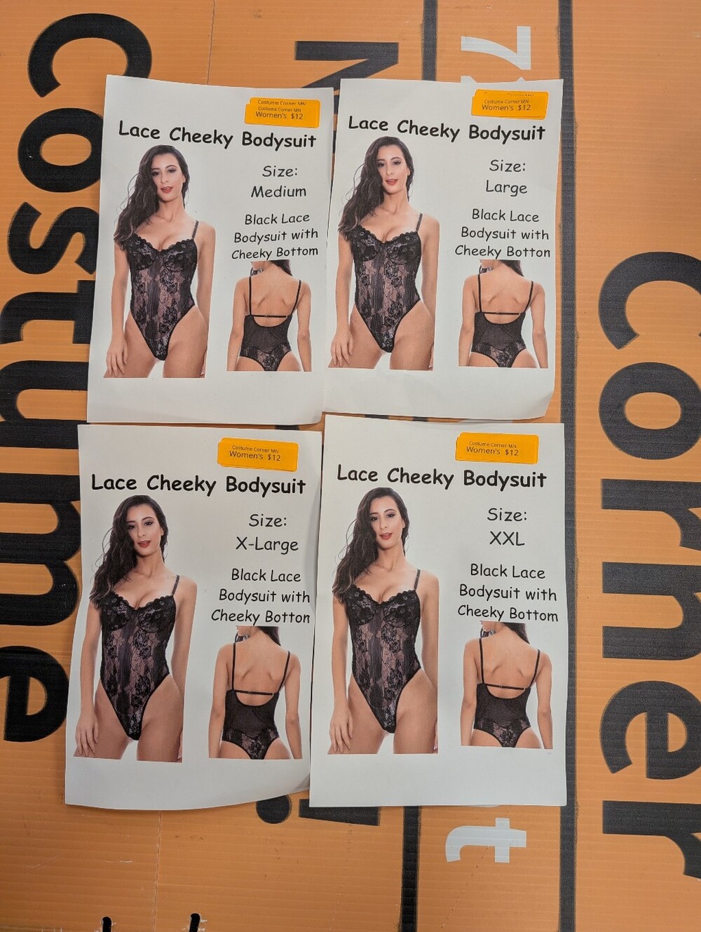 New Women's Black Lace Cheeky Bodysuit